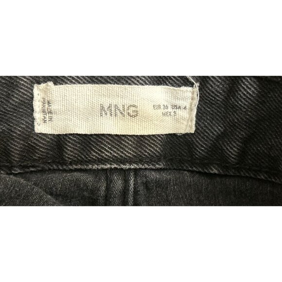 MNG Womens High-Waisted Black Washed Straight-Leg Denim Jeans Size 4 - Picture 14 of 14